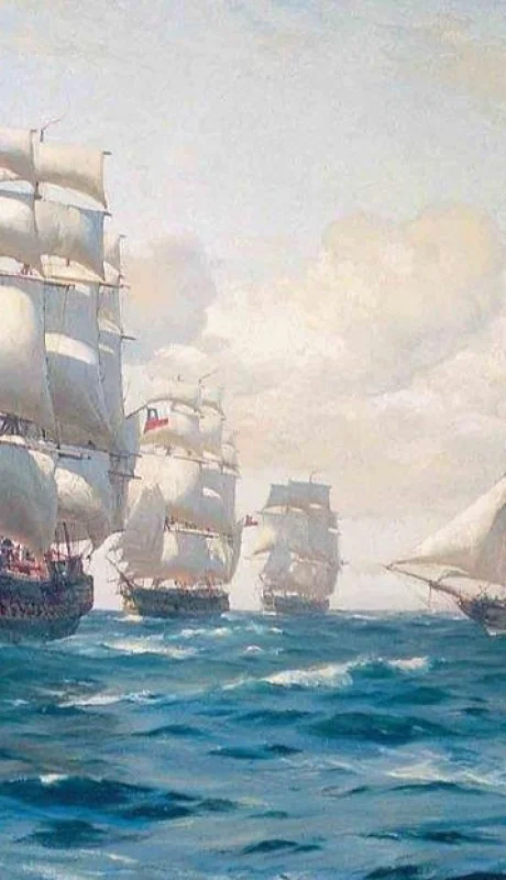 Naves-de-la-Expedición-libertadora-al-Perú-después-de-zarpar-desde-Valparaíso-el-20-de-agosto-de-1820.