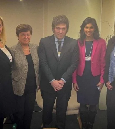 Milei con funcionarios y Kristalina Georgieva