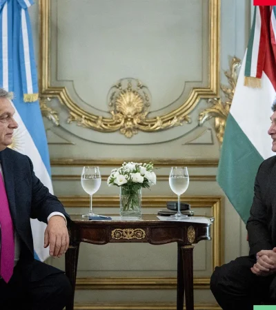 El primer ministro húngaro Viktor Orban con el presidente Javier Milei