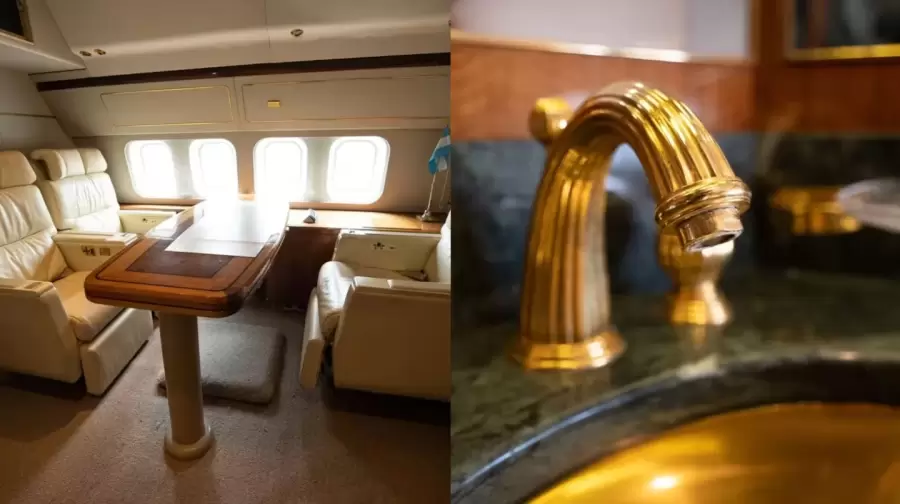 Grifería bañada en oro.