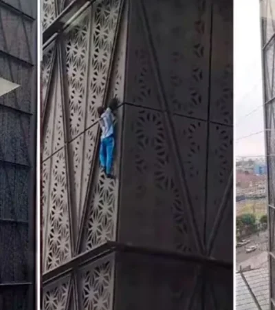 Tensión en Puerto Madero por un escalador de Polonia.