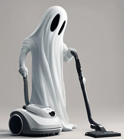 Una cámara de seguridad captó como un supuesto "fantasma" usando una aspiradora.