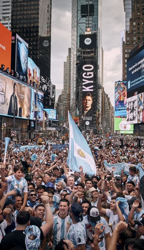 Banderazo en Times Square.