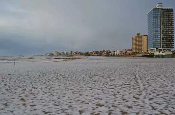 Este fin de semana nevó en Mar del Plata.