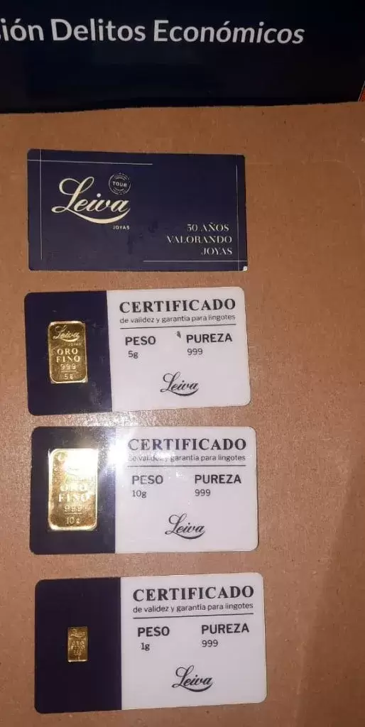 Lingotes de oro secuestrados en el campamento gitano en el departamento de Guaymallén en Mendoza.