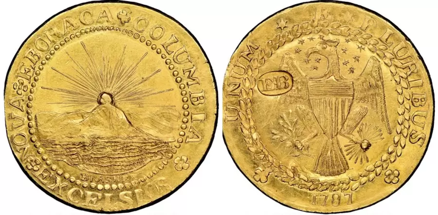 Doblón Brasher de 1787 con EB sobre ala