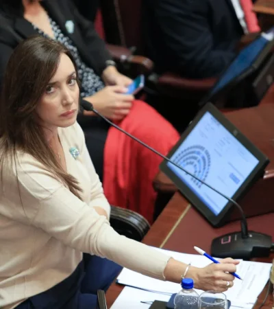 La vicepresidenta de la Nación y titular del Senado, Victoria Villarruel, enojada con diputados de su partido. /