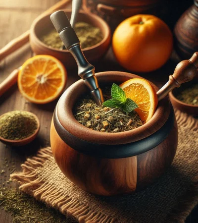 Mate con naranja/ Foto creada por IA