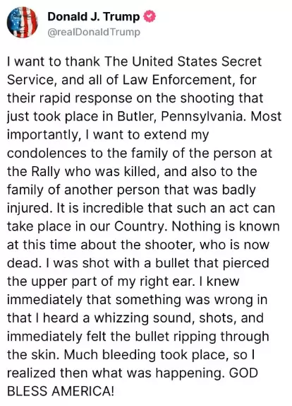 Mensaje de Donald Trump/