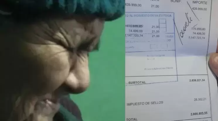 La imagen de Rosa llorando que circuló por las redes sociales y que indignaron a gran parte de los vecinos de Cipolletti.