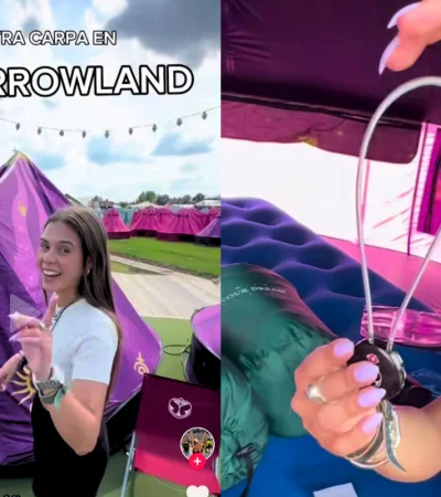 Usuaria muestra su carpa de la Tomorrowland.