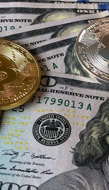 Bitcoins y billetes de dólares estadounidenses. (Imagen: archivo web)