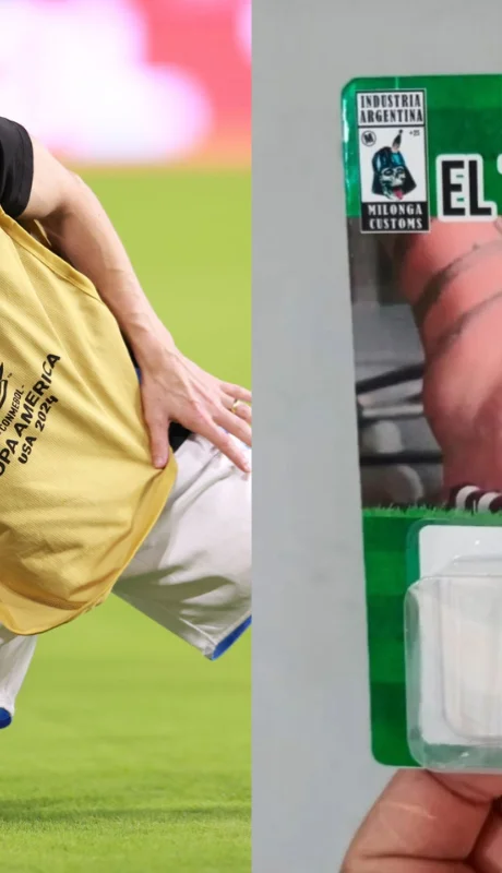 Se trata de un llavero con el tobillo hinchado de Lionel Messi.