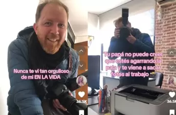 Papá desconfiado sorprende a su hija en el trabajo: "¿Qué pensás que hago?"