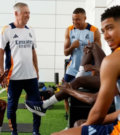 Vinicius, Ancelotti, MBapeé y Bellingham.