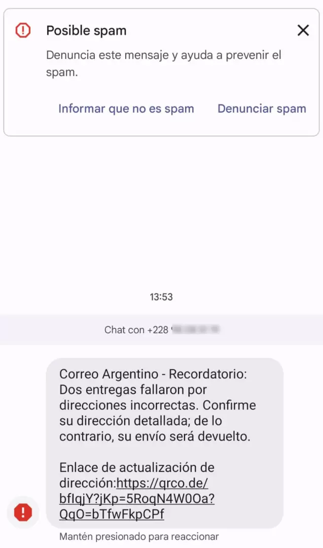 El mensaje peligroso que puede llegar a tu teléfono celular