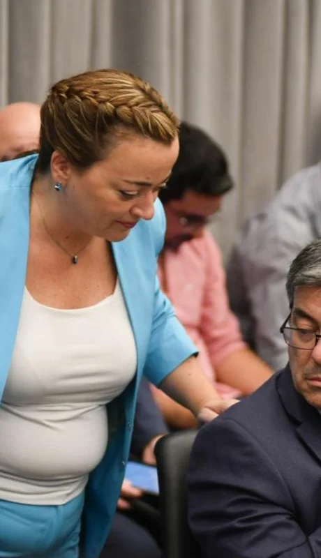 Los diputados UxP, Germán Martínez y Cecilia Moreau.