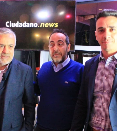 El gobernador Alfredo Cornejo, Gabriel Landart, y el intendente de Guaymallén, Marcos Calvente.