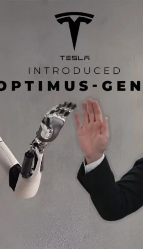 El magnate Elon Musk junto a Optimus, la creación de Tesla. (Imagen: web)