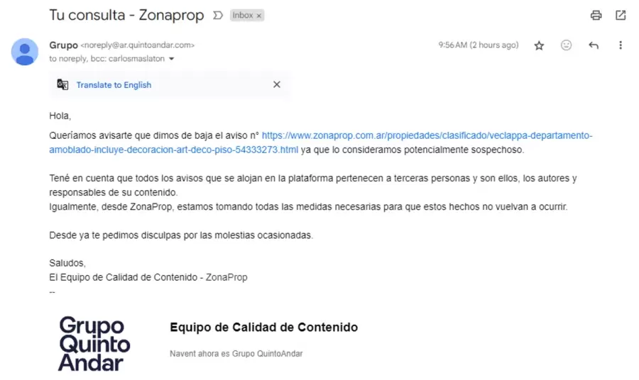 No venta del inmueble de Maslatón