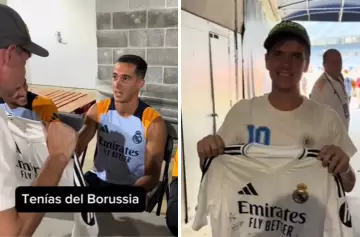 Divertido cruce entre un hincha del Barcelona y un jugador de Real Madrid: siempre hay pica