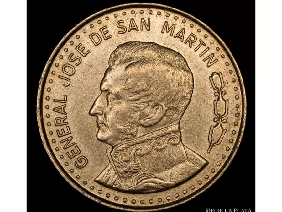 El general San Martín aparece en las monedas de 100 pesos Ley 18.188-