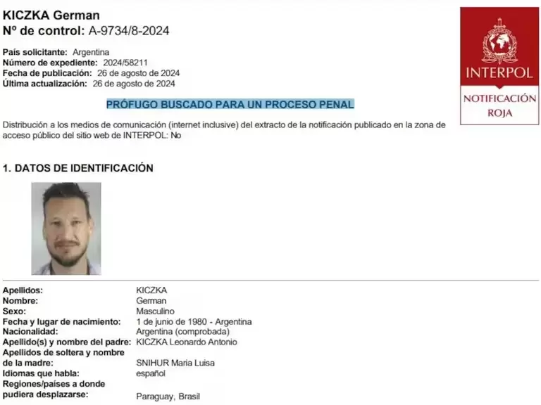 El pedido internacional para averiguar el paradero de Germán Kiczka