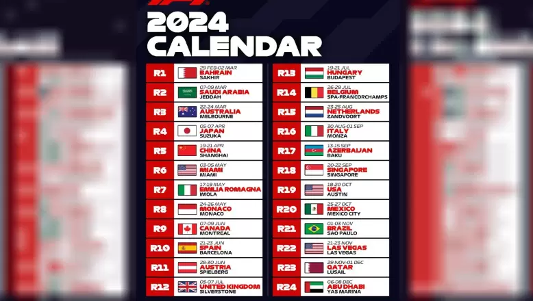 Fechas completas de las competiciones de la Fórmula 1 en 2024.