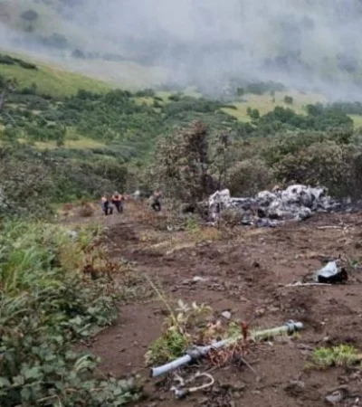 Restos del helicóptero