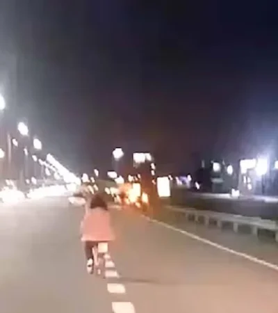 Una niña fue escoltada por automovilistas cuando pedaleada sola por la Panamericana