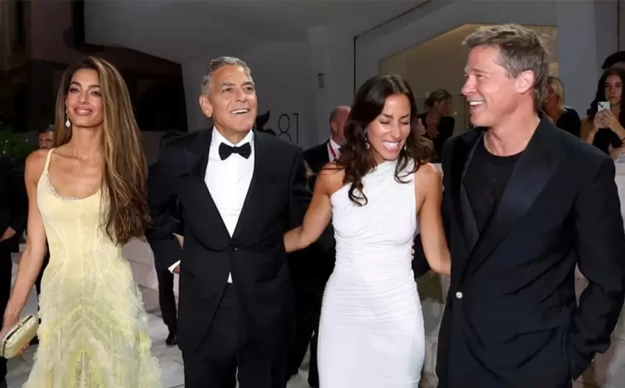 Amal Clooney, George Clooney, Brad Pitt e Inés de Ramón.