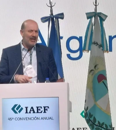 Federico Sturzenegger disertando en la IAEF.