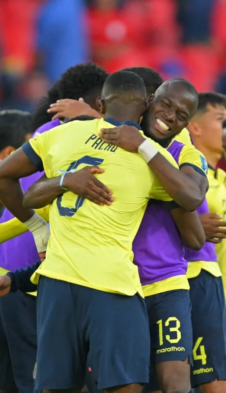 La celebración de los ecuatorianos tras el triunfo ante Perú