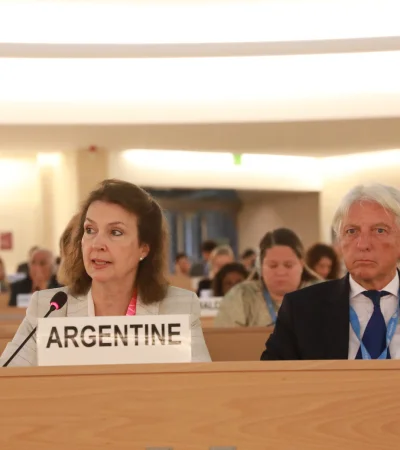 La Canciller Mondino arribó a Ginebra y habló sobre Venezuela en la sede de Naciones Unidas