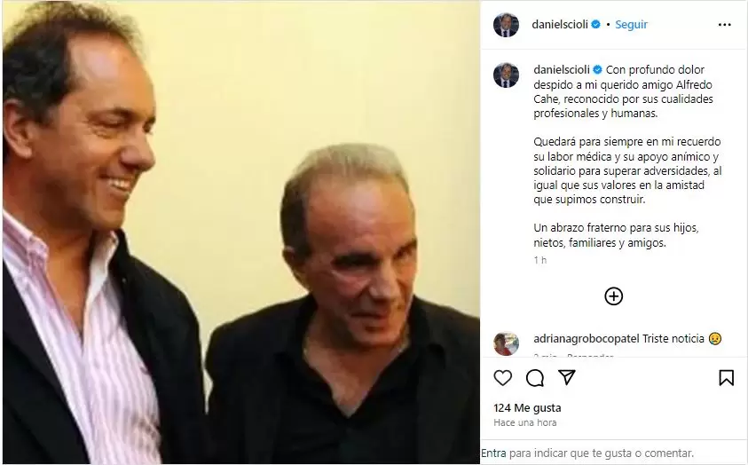 Daniel Scioli difundió la noticia