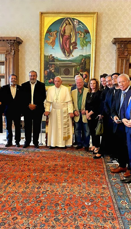 El papa Francisco con representantes de la CGT.
