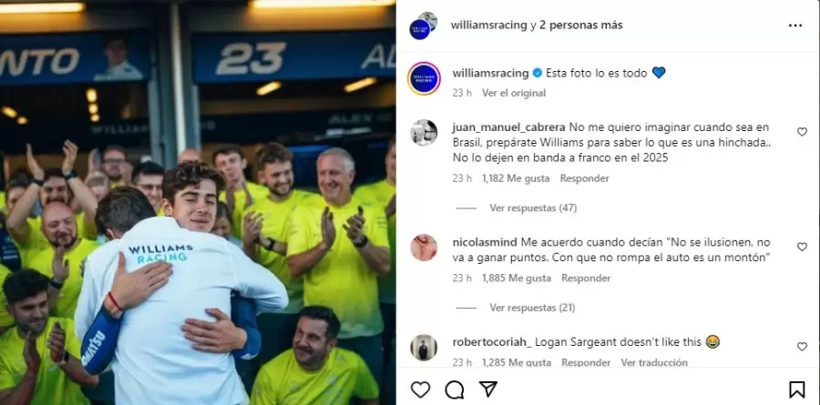 James Vowles, jefe de Williams felicitó a Franco Colapinto