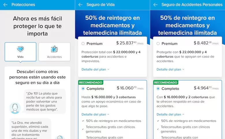 La pestaña de contratación de seguros