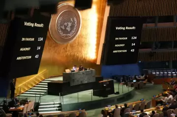 ONU:124 naciones votaron por la salida israelí de Palestina: Argentina no acompañó