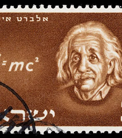 Estampilla con el rostro de Albert Einstein