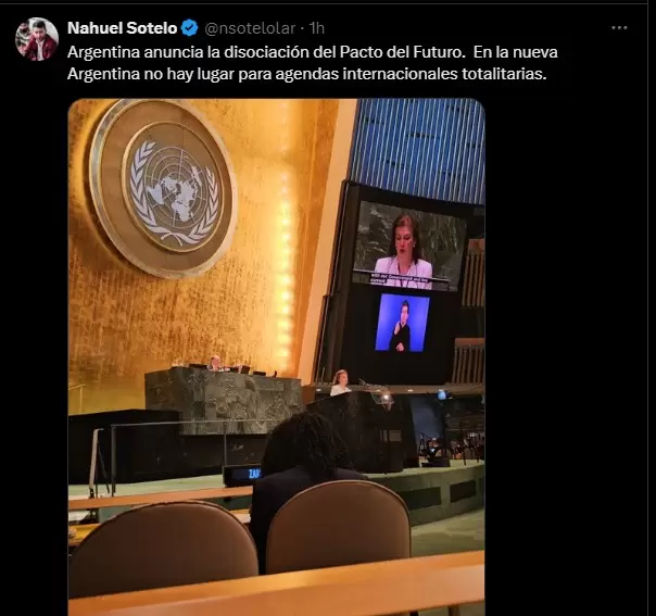 Argentina no participará del Pacto del Futuro