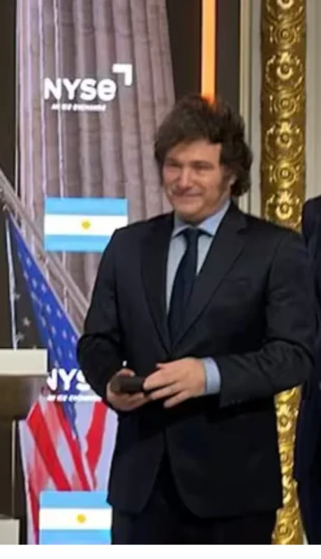 Javier Milei dio un discurso ante inversores y autoridades de la Bolsa de Nueva York.
