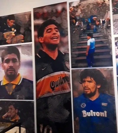 Pared del bar en homenaje a Maradona, ubicado en el Barrio de La Boca.