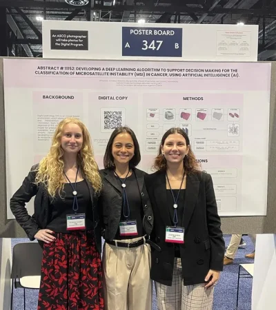 Andrea Erbetti, Olivia Sanguinetti, Ana Gorodisch. las autoras del proyecto que fue publicado en el Journal of Clinical Oncology./