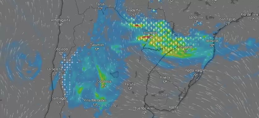 Registro de las lluvias y tormentas en tiempo real a las 10.14 del miércoles 9 de octubre de 2024.
