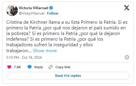 Tuit de Victoria Villaruel