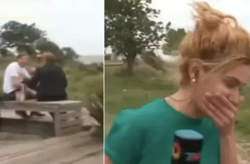 Incómodo momento en un móvil de TV: "Tomátelas, estamos de trampa"