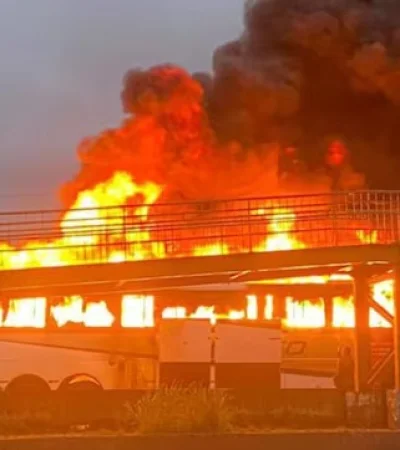 Colectivo en el que viajaban los hinchas de Cruzeiro.
