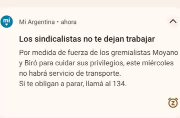 Sorpresivo mensaje del Gobierno en "Mi Argentina" contra el paro de Moyano y Biró