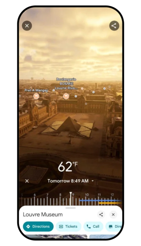 Vista inmersiva del Louvre.